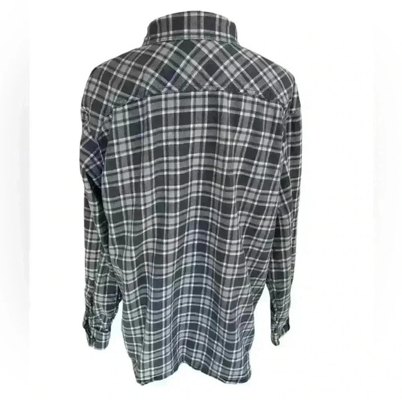 Columbia Men’s XL Plaid Flannel Cotton Gray and White Button Down Shirt - Picture 4 of 7